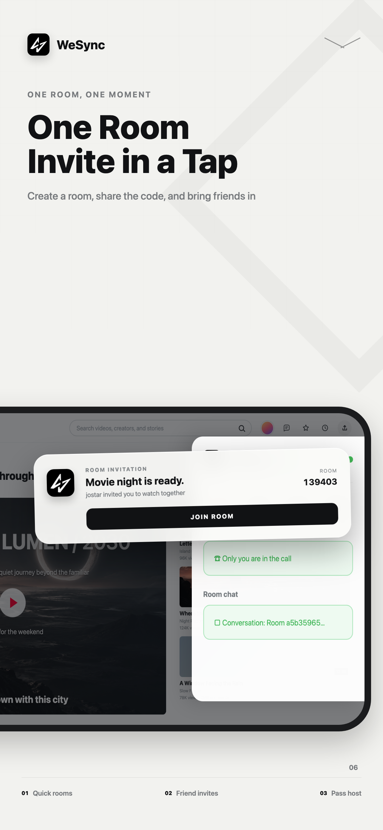 WeSync room invite preview